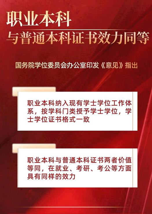 又一利好消息，教育部再發(fā)文：職業(yè)本科與普通本科證書效力同等！